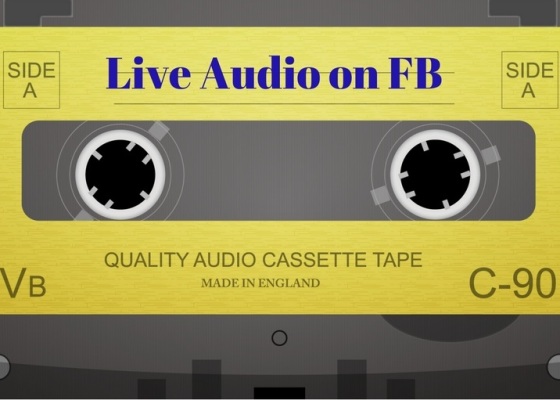 カセットテープのイラスト、 Live Audio on FB のタイトル文字入り。